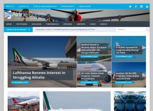 How airlinegeeks.com looks like on a tablet such as an iPad.