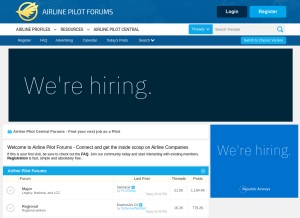 How airlinepilotforums.com looks like on a tablet such as an iPad.