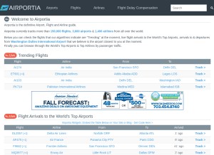 How airportia.com looks like on a tablet such as an iPad.