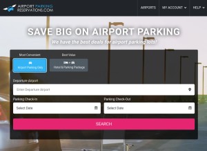 How airportparkingreservations.com looks like on a tablet such as an iPad.