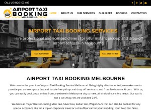 How airporttaxibookingmelbourne.com.au looks like on a tablet such as an iPad.