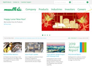 How airproducts.com looks like on a tablet such as an iPad.