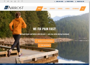 How airrosti.com looks like on a tablet such as an iPad.