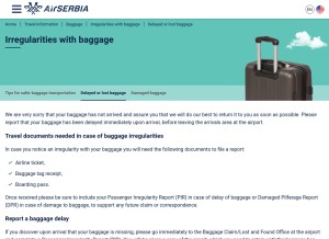 How airserbia.com looks like on a tablet such as an iPad.