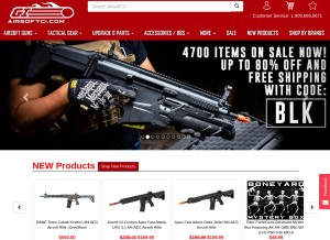 How airsoftgi.com looks like on a tablet such as an iPad.