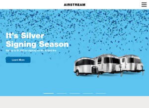 How airstream.com looks like on a tablet such as an iPad.