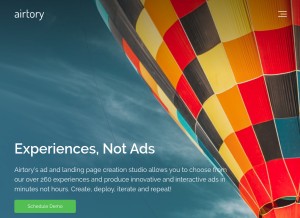 How airtory.com looks like on a tablet such as an iPad.
