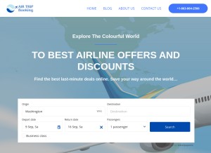 How airtripbooking.com looks like on a tablet such as an iPad.