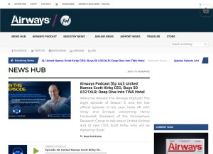 How airwaysmag.com looks like on a tablet such as an iPad.