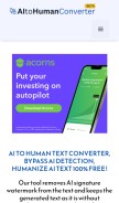How aitohumanconverter.com looks like on a mobile device such as an iPhone.