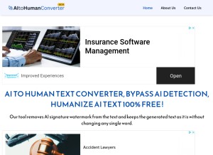 How aitohumanconverter.com looks like on a tablet such as an iPad.