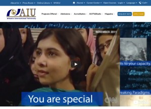 How aiu.edu looks like on a tablet such as an iPad.