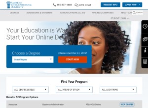 How aiuniv.edu looks like on a tablet such as an iPad.