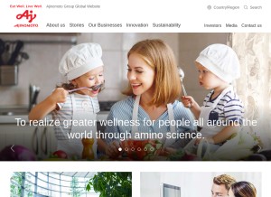How ajinomoto.com looks like on a tablet such as an iPad.