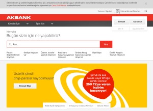 How akbank.com looks like on a tablet such as an iPad.