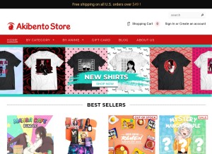 How akibentostore.com looks like on a tablet such as an iPad.