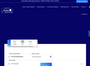 How akshartours.com looks like on a tablet such as an iPad.