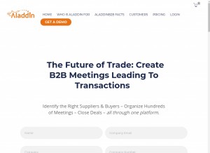 How aladdinb2b.com looks like on a tablet such as an iPad.