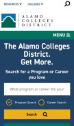 How alamo.edu looks like on a mobile device such as an iPhone.
