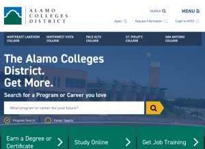 How alamo.edu looks like on a tablet such as an iPad.
