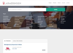 How alarmeringen.nl looks like on a tablet such as an iPad.