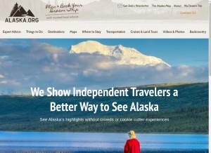 How alaska.org looks like on a tablet such as an iPad.
