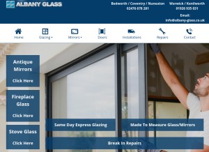 How albany-glass.co.uk looks like on a tablet such as an iPad.