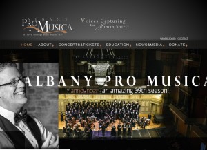 How albanypromusica.org looks like on a tablet such as an iPad.