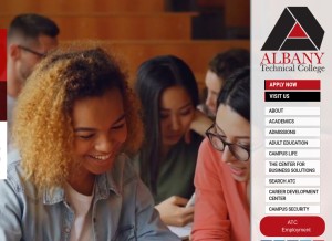 How albanytech.edu looks like on a tablet such as an iPad.