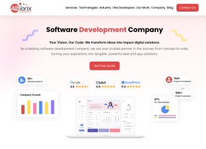 How albiorixtech.com looks like on a tablet such as an iPad.