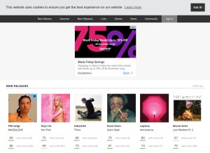 How albumoftheyear.org looks like on a tablet such as an iPad.