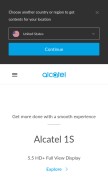 How alcatelonetouch.com looks like on a mobile device such as an iPhone.