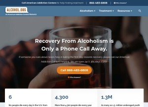 How alcohol.org looks like on a tablet such as an iPad.