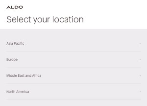 How aldoshoes.com looks like on a tablet such as an iPad.