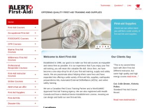 How alertfirstaid.com looks like on a tablet such as an iPad.