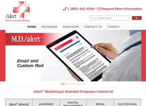 How alertmarketingmail.com looks like on a tablet such as an iPad.