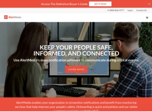 How alertmedia.com looks like on a tablet such as an iPad.