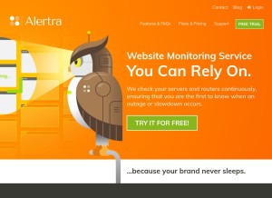 How alertra.com looks like on a tablet such as an iPad.