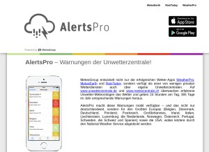 How alertspro.com looks like on a tablet such as an iPad.
