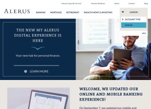 How alerusfinancial.com looks like on a tablet such as an iPad.