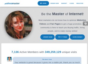 How alexamaster.com looks like on a tablet such as an iPad.