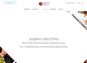 How alexanderstreet.com looks like on a tablet such as an iPad.