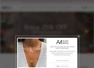 How alexmikajewelry.com looks like on a tablet such as an iPad.