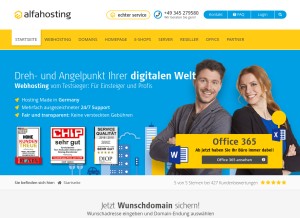 How alfahosting.de looks like on a tablet such as an iPad.