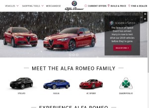 How alfaromeousa.com looks like on a tablet such as an iPad.
