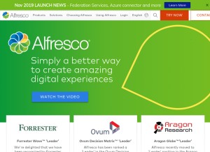 How alfresco.com looks like on a tablet such as an iPad.