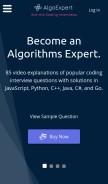 How algoexpert.io looks like on a mobile device such as an iPhone.