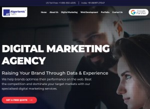 How algorismictech.com looks like on a tablet such as an iPad.