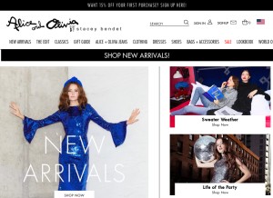 How aliceandolivia.com looks like on a tablet such as an iPad.
