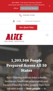How alicetraining.com looks like on a mobile device such as an iPhone.